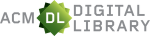 ACM Digital Library Logo; the letters DL appear on top of a stack of three green squares, with digital library in words next to it.